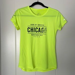 Nike 2016 Chicago Marathon tech tee, size small, neon yellow